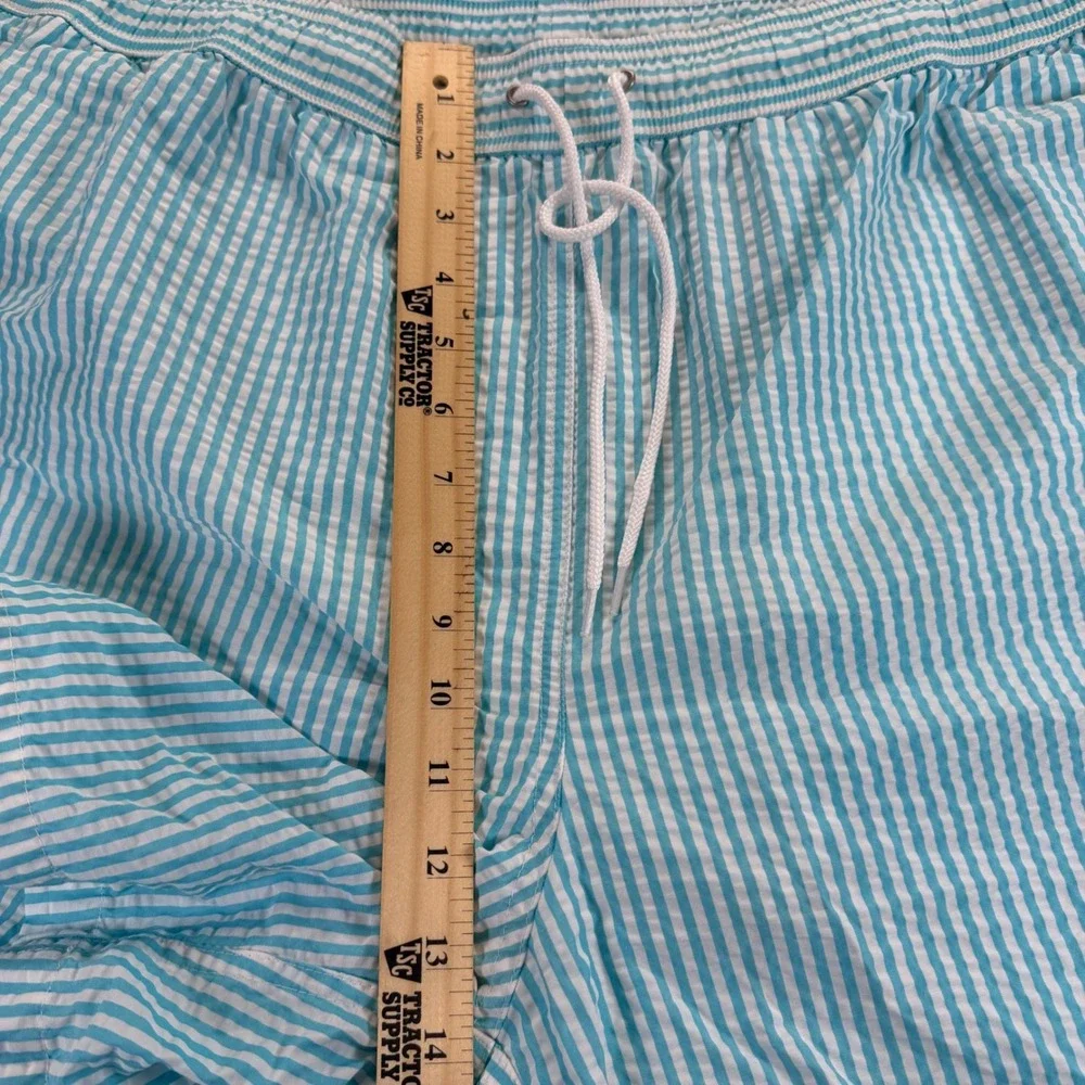 Brooks Brothers 346 Mens XXL Blue White Seersucker Striped Swim Trunks Shorts
